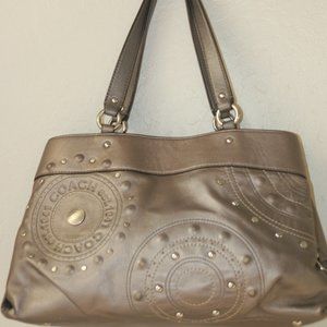 Coach heritage leather handbag gunmetal grey